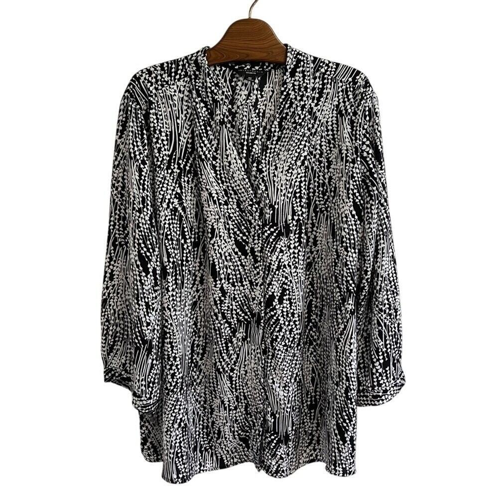Investments 2X Plus Black & White Blouse, Workwear/Dining Out